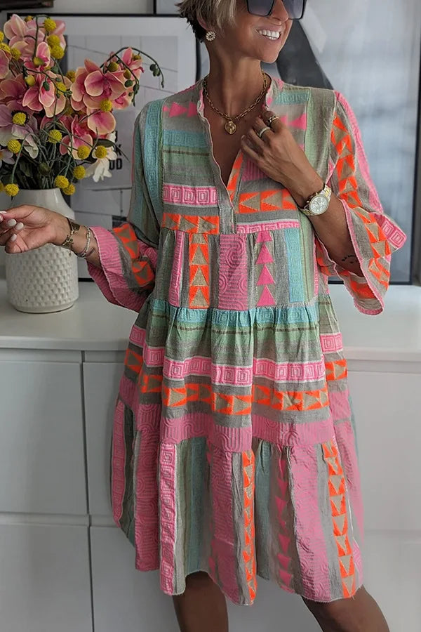Karin - Boho Jurk met Etnische Print Dames