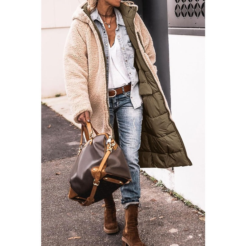 Renate - Elegante Teddy Lange Gewatteerde Winterjas