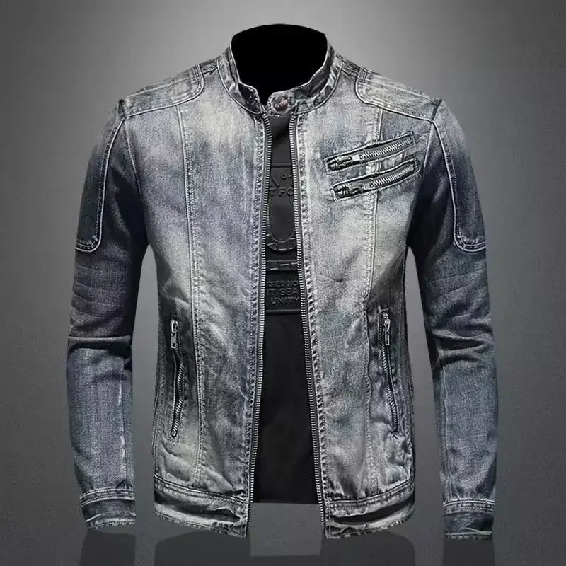 Cristiano | Stijlvolle Vintage Denim Bikerjack