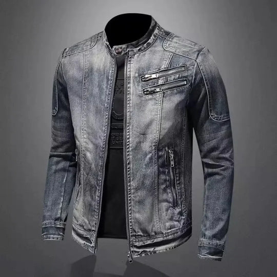 Cristiano | Stijlvolle Vintage Denim Bikerjack