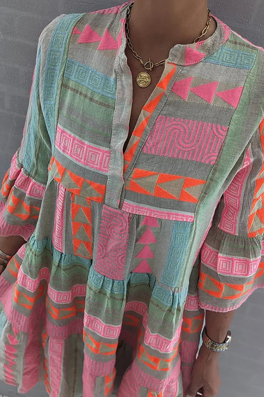 Karin - Boho Jurk met Etnische Print Dames