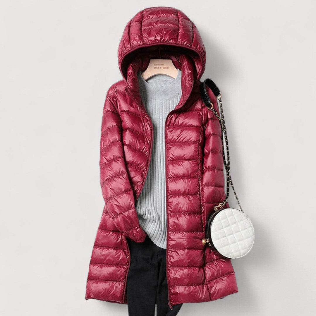 Angela - Elegante Gewatteerde Lange Winterjas
