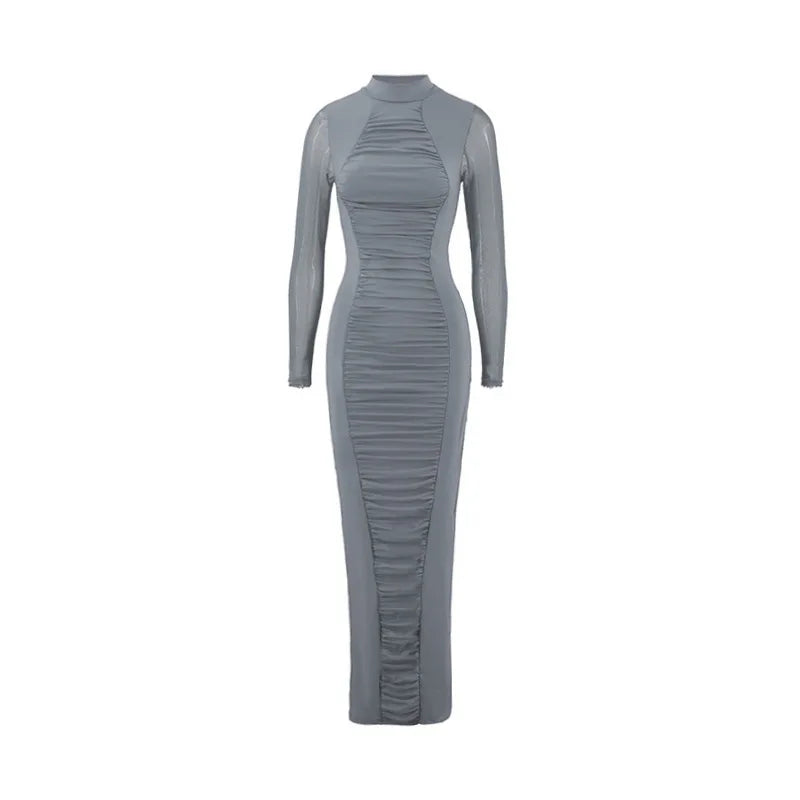 Isabelle – Lange geplooide bodycon-jurk voor een elegante avond