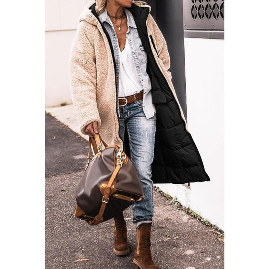 Renate - Elegante Teddy Lange Gewatteerde Winterjas