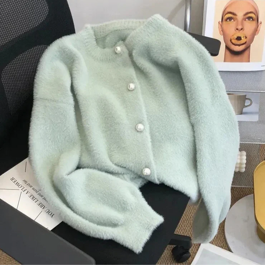 Emma - Dames Vest Fluweel Met Parelknoppen
