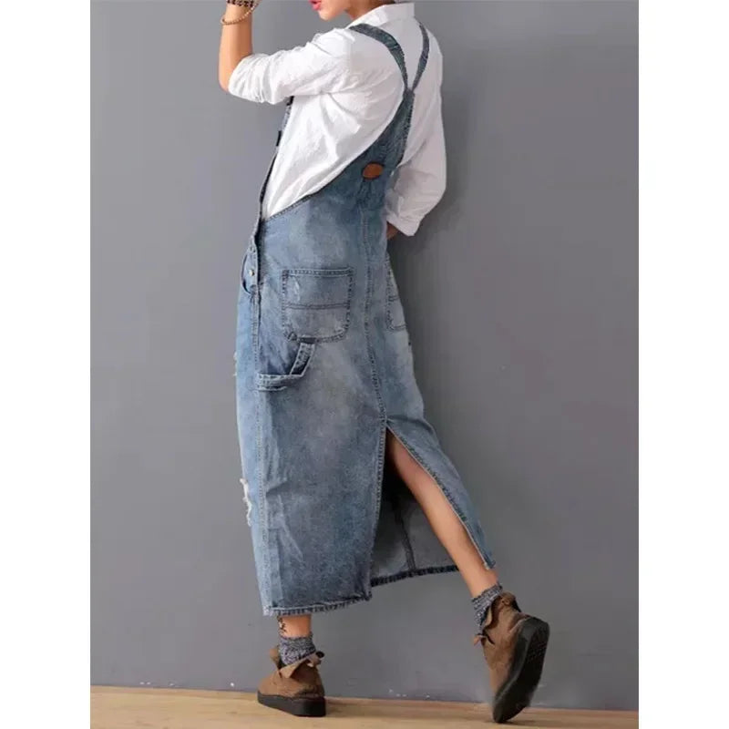 Lola | Denim Salopette Jurk Dames Lang