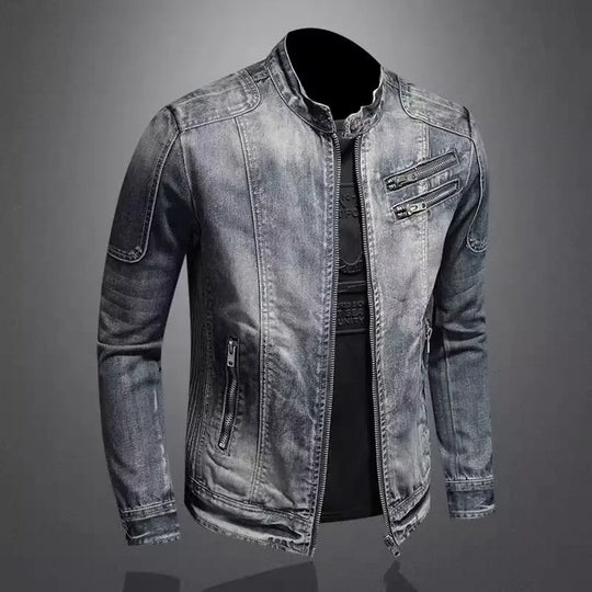 Cristiano | Stijlvolle Vintage Denim Bikerjack