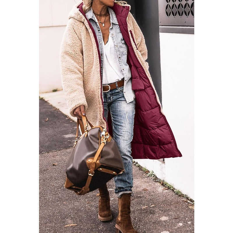 Renate - Elegante Teddy Lange Gewatteerde Winterjas