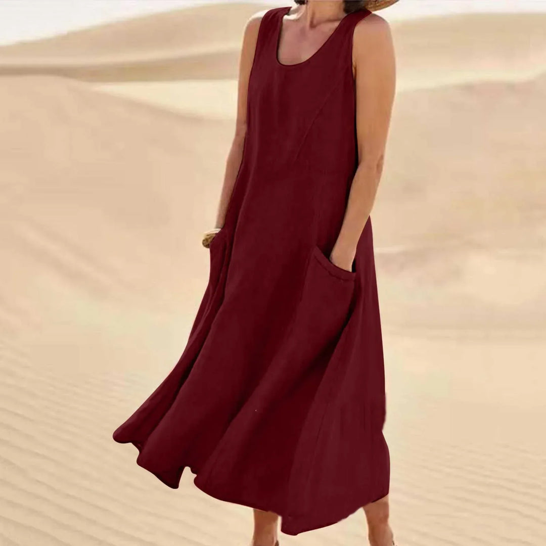 Romee - Mouwloze Linnen Jurk Lang Dames