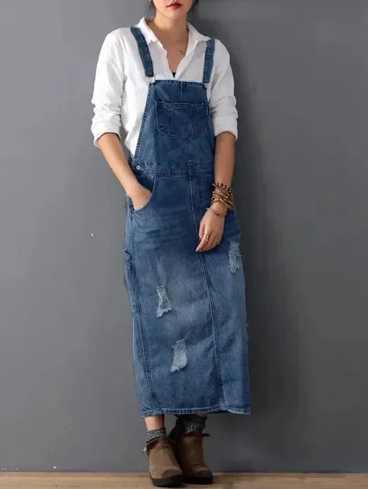 Lola | Denim Salopette Jurk Dames Lang
