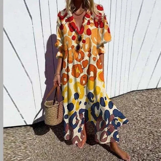 Nadia - Boho Maxi Jurk met Bloemenprint Dames