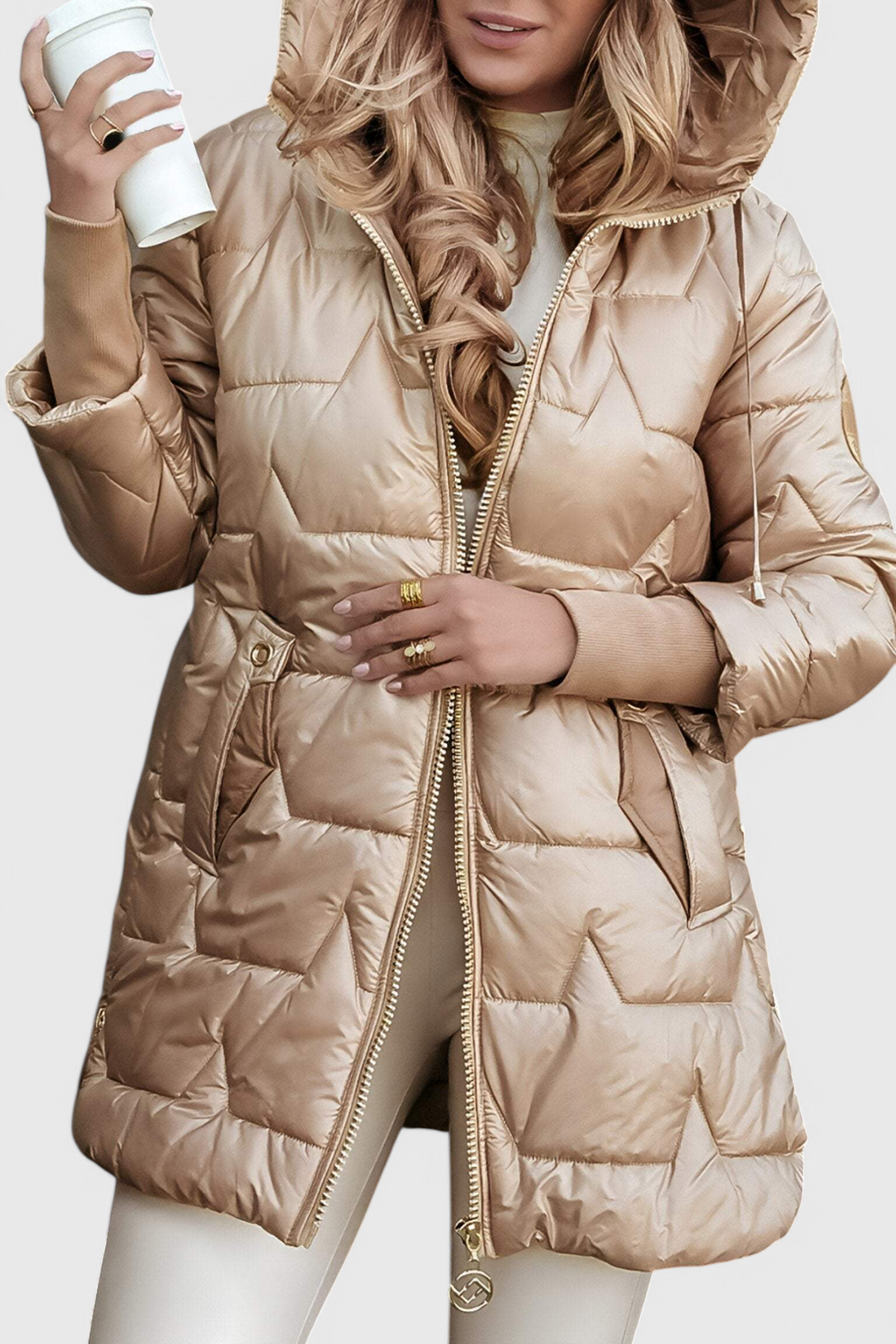 Sandra | Stijlvolle Warme Lange Glanzende Winterjas