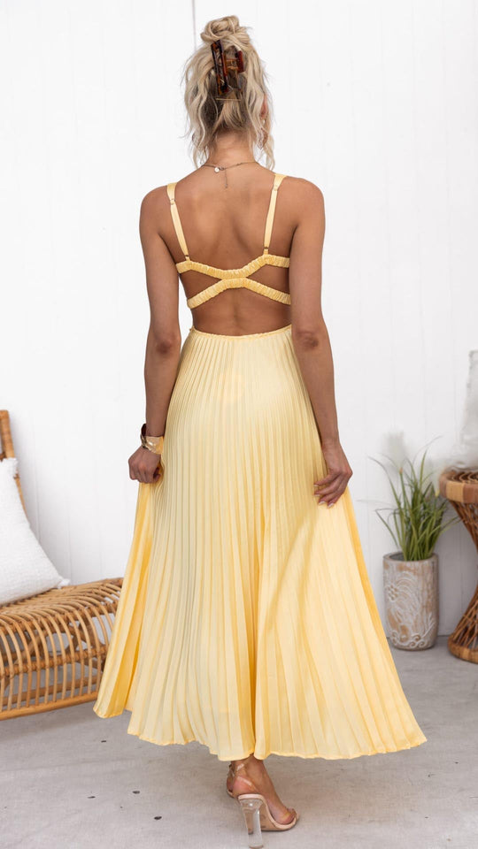 Eline - Elegante Plissé Maxi Jurk