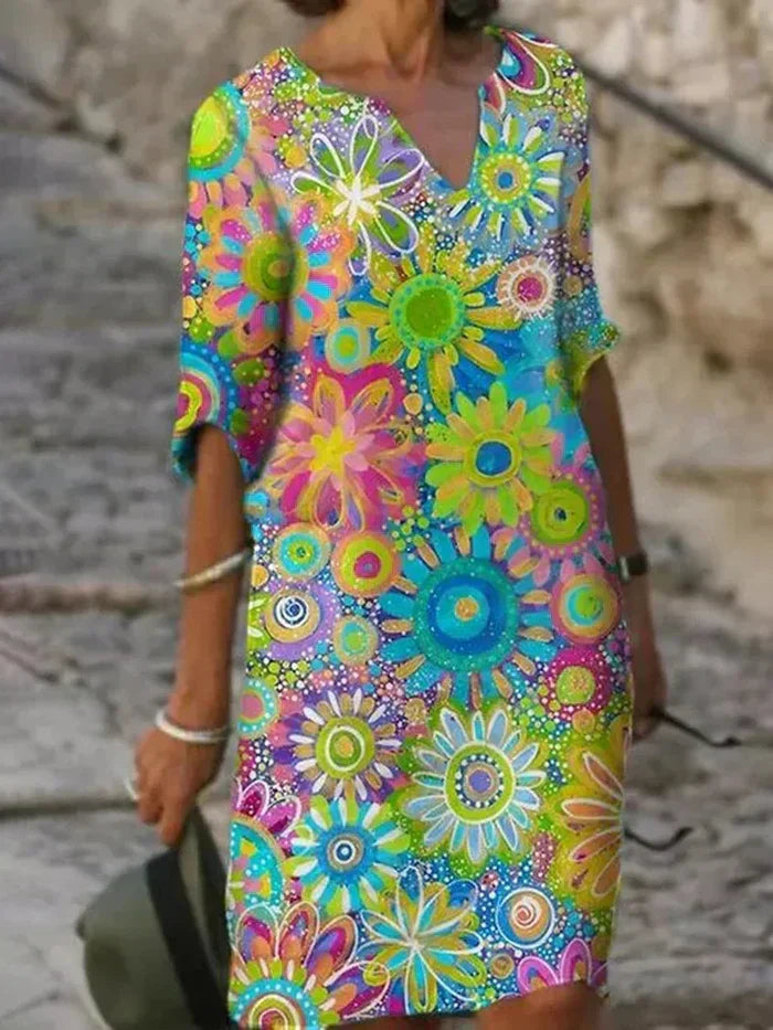 Tuniek Jurk Dames Bloemen Vrolijk - Lotte