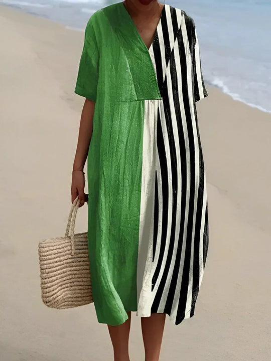 Ingrid - Geruite Mouwloze Midi Jurk Dames
