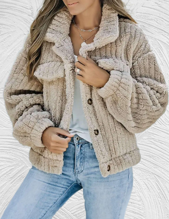 Melanie - Stijlvolle Korte Teddy Winterjas