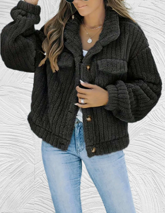 Melanie - Stijlvolle Korte Teddy Winterjas