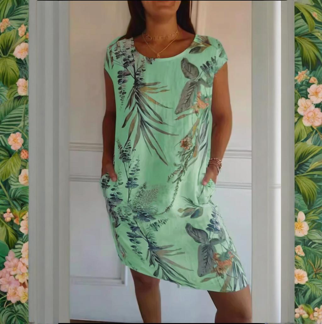 Linnen Tuniek Jurk Dames Botanisch - Livia