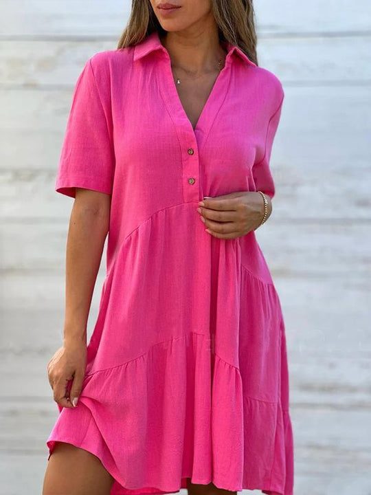 Nora - Losse Blousejurk Korte Mouw Dames
