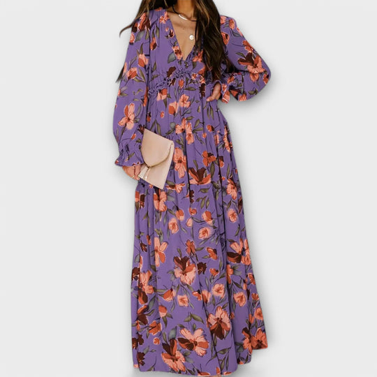 Daphne - Chiffon Maxi Jurk met Bloemenprint