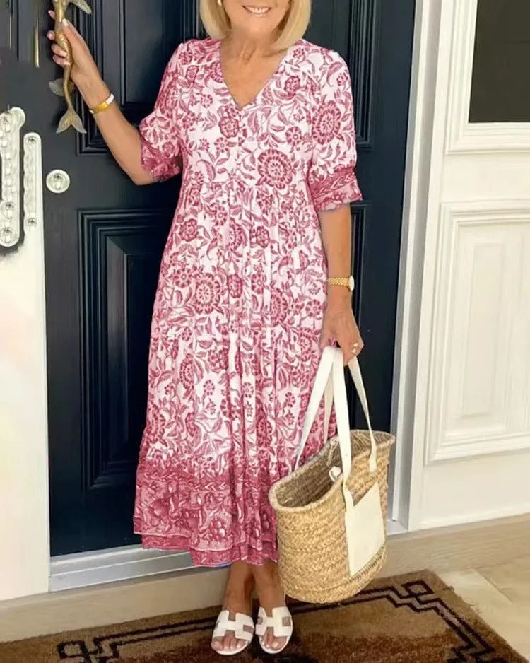 Meredith | Boho Jurk Dames Met Bloemenprint