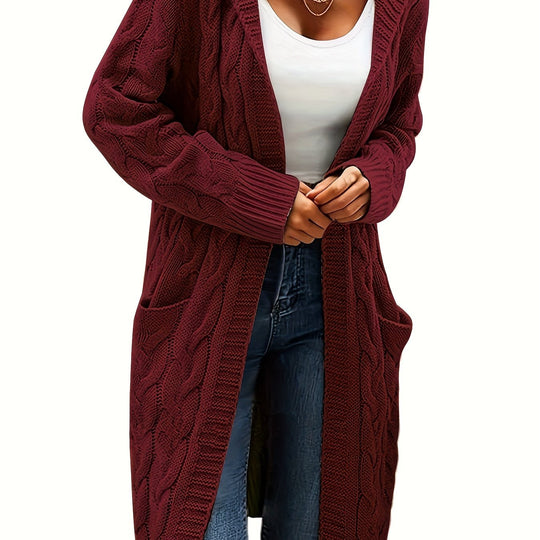 Rachel - Elegant Lang Kabelgebreid Vest