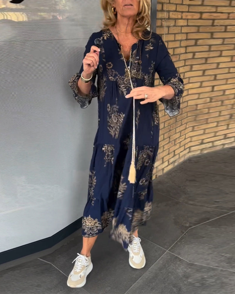 Carol - Boho Maxi Jurk met Bloemenprint