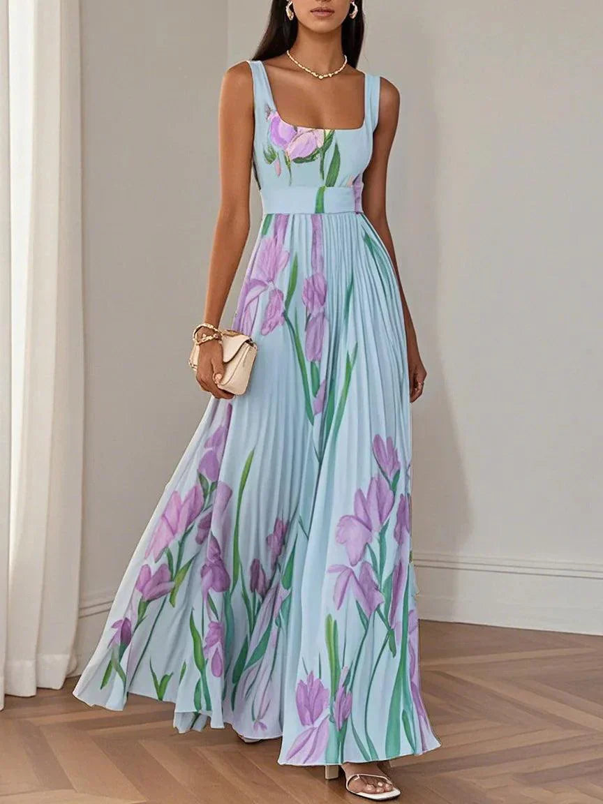 Lily | Geplooide Maxi Jurk Dames Met Bloemenprint