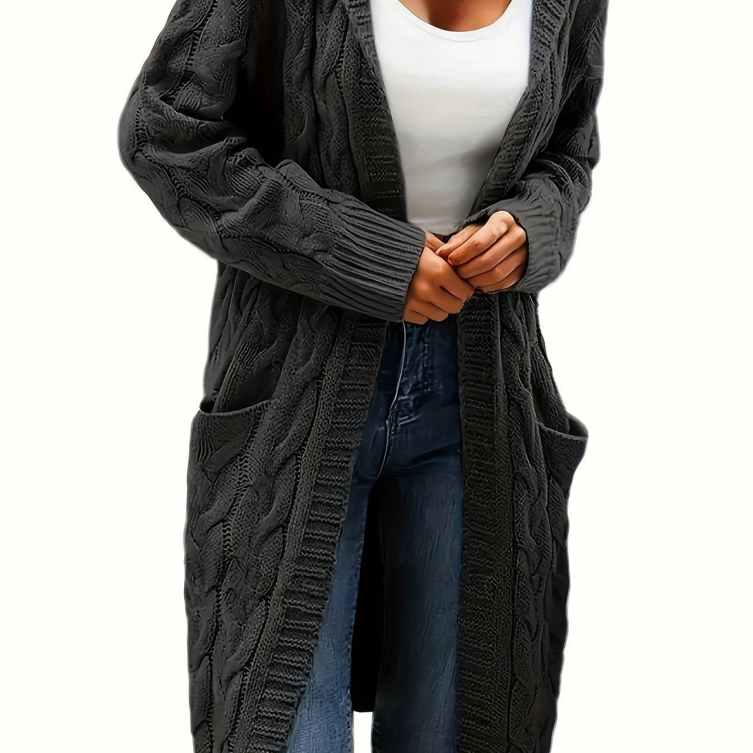 Rachel - Elegant Lang Kabelgebreid Vest