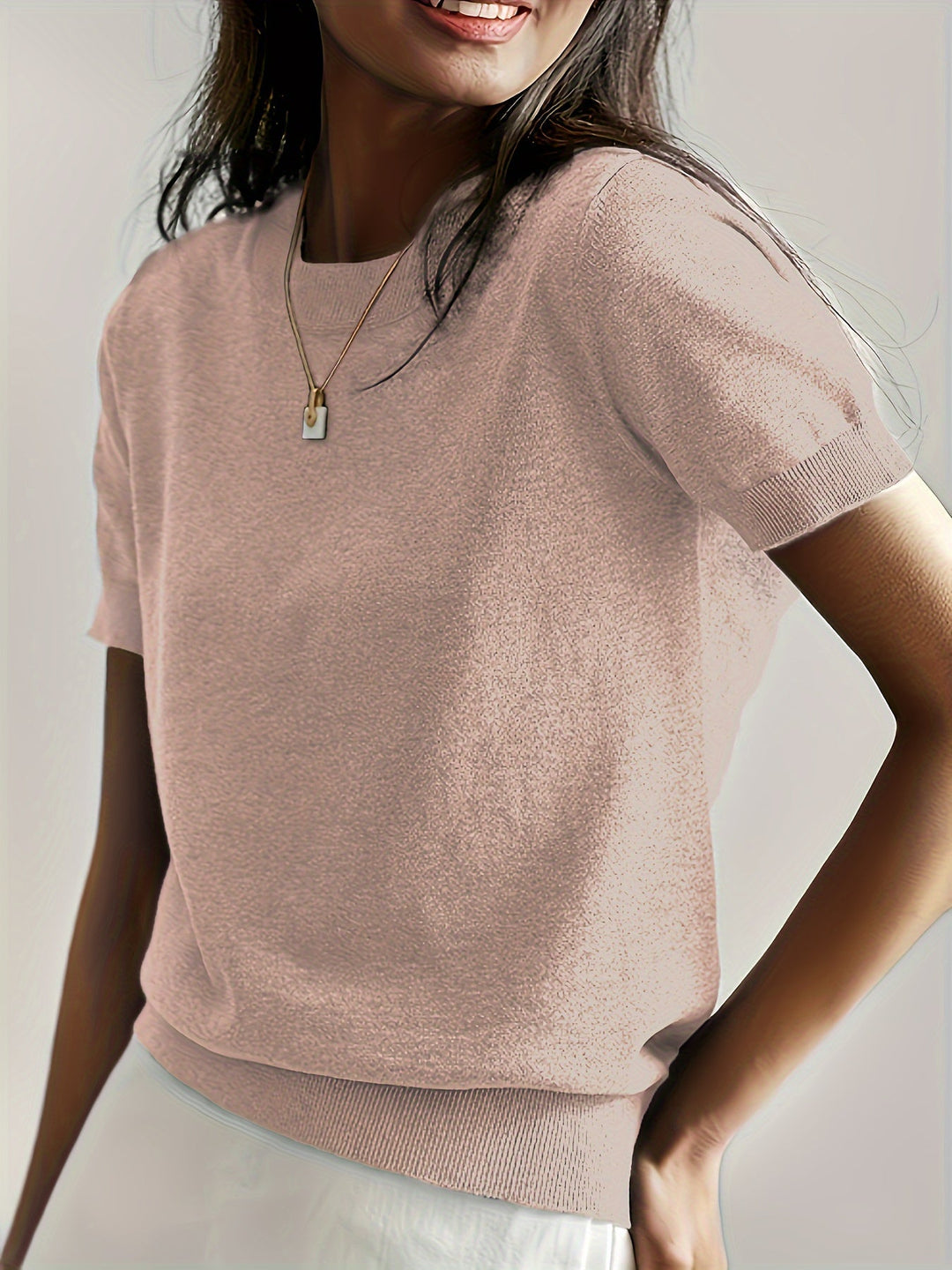 Yvonne - Elegante Gebreide Ronde Hals Top