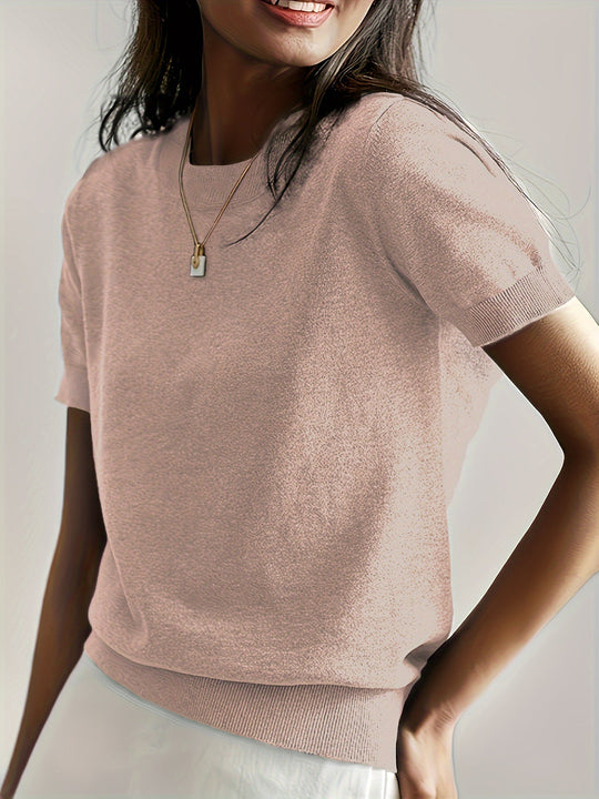 Yvonne - Elegante Gebreide Ronde Hals Top