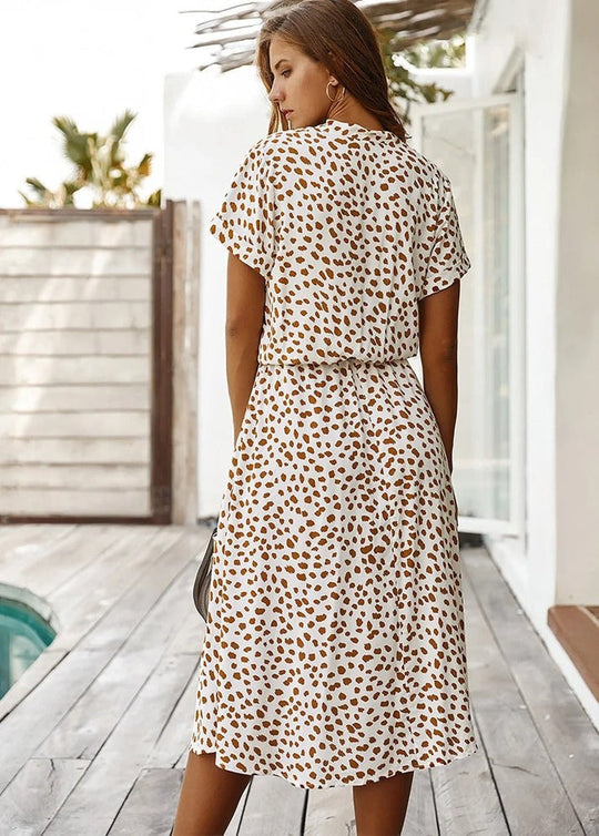 Midi Blousejurk Dames Casual Met Print - Iris