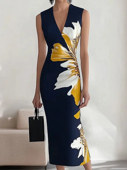 Bodycon Jurk Dames Bloemen Mouwloos - Mila