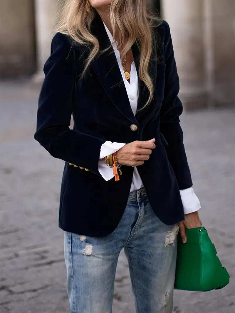 Vanessa - Elegant Fluwelen Knopen Blazer
