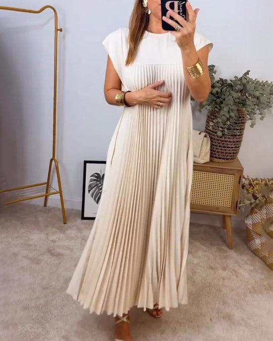 Saskia - Elegante Plissé Maxi Jurk