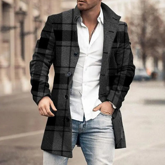 Salvatore | Elegante Geruite Wollen Mantel