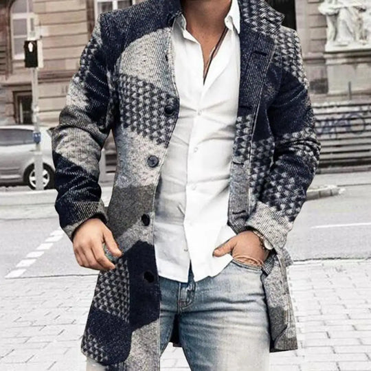 Salvatore | Elegante Geruite Wollen Mantel