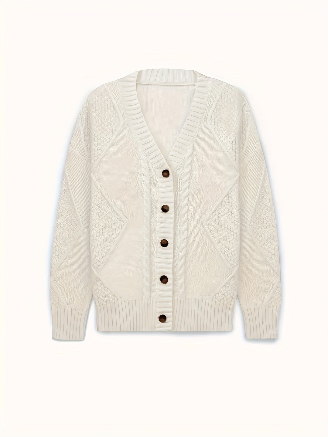 Sandra - Klassiek Kabelgebreid V-Hals Vest