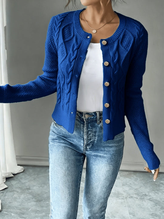 Marianne - Elegant Kabelgebreid Knopen Vest