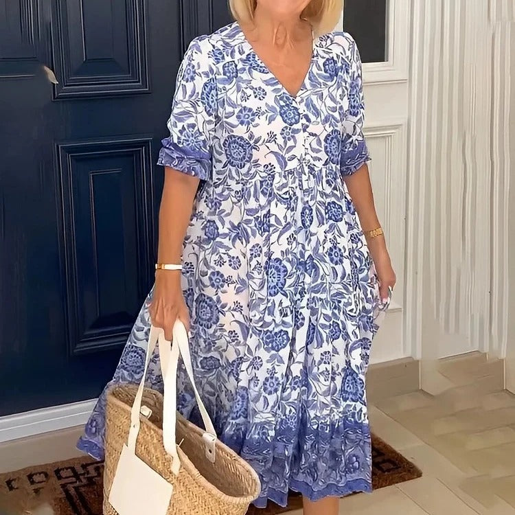 Meredith | Boho Jurk Dames Met Bloemenprint