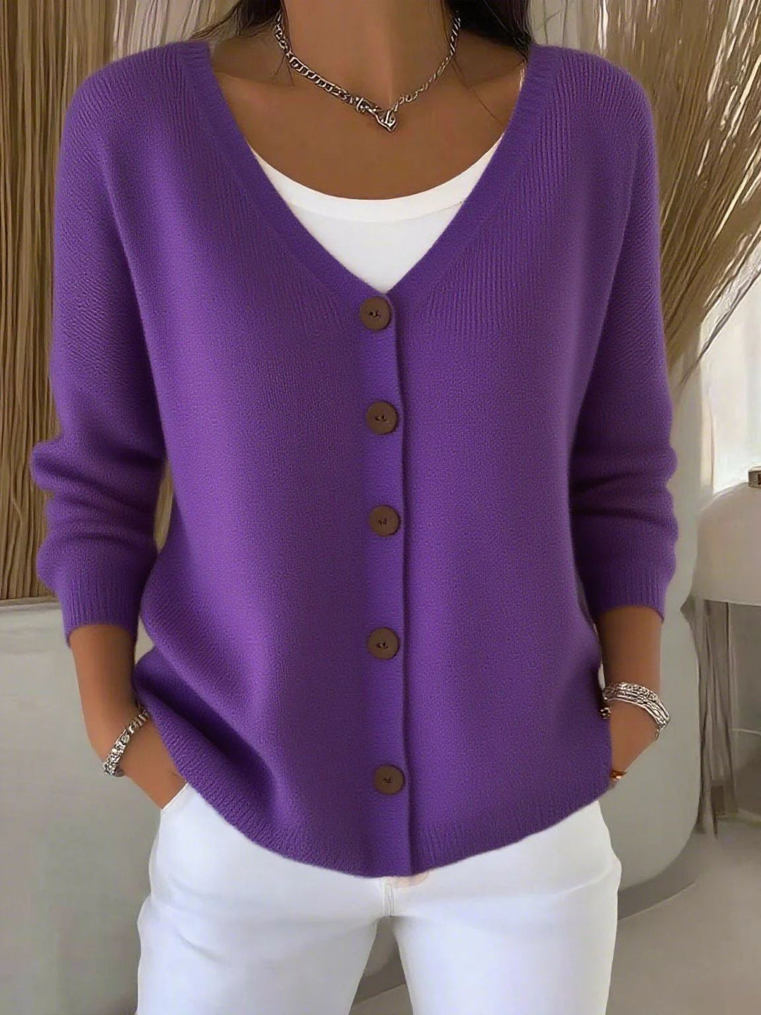 Rachel - Elegant Gebreid Knopen Vest