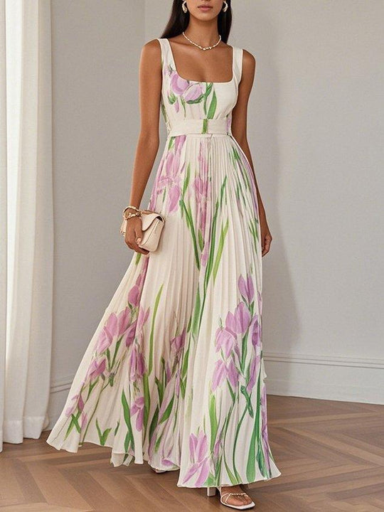 Lily | Geplooide Maxi Jurk Dames Met Bloemenprint
