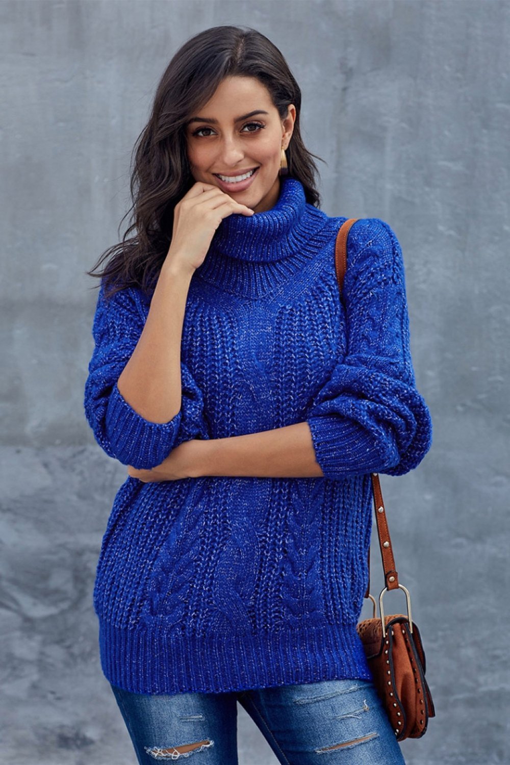 Dames Oversized Trui Kabelpatroon Trendy