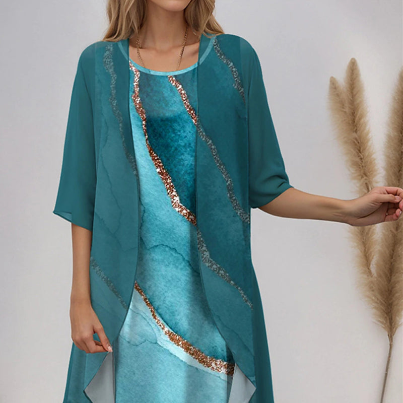 Jurk Dames Elegant Met Vest - Anouk