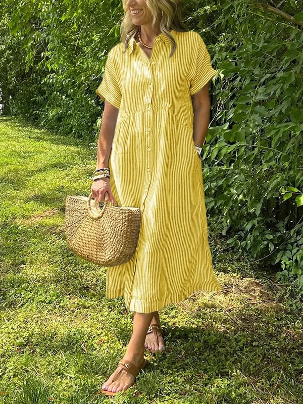 Linnen Blousejurk Dames Gestreept - Sara