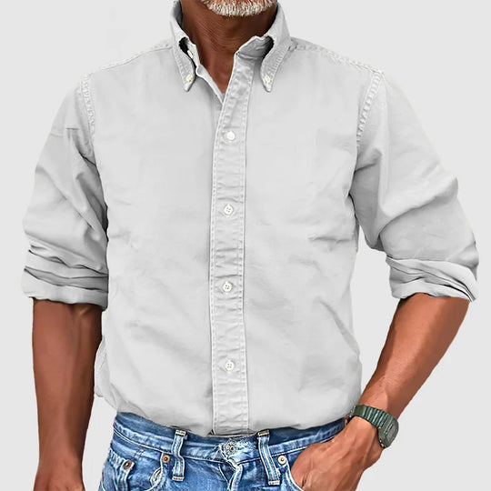Matthias – Vintage Herenhemd Met Gewassen Look En Lange Mouwen