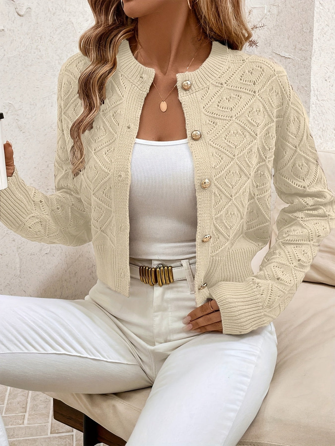 Martine - Elegant Gebreid Knopen Vest