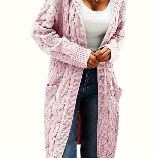 Rachel - Elegant Lang Kabelgebreid Vest