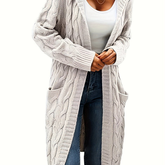 Rachel - Elegant Lang Kabelgebreid Vest