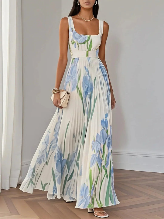 Lily | Geplooide Maxi Jurk Dames Met Bloemenprint